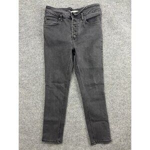 We The Free Skinny Jeans Womens 30 Gray Dark Wash High Rise Button Fly Stretch